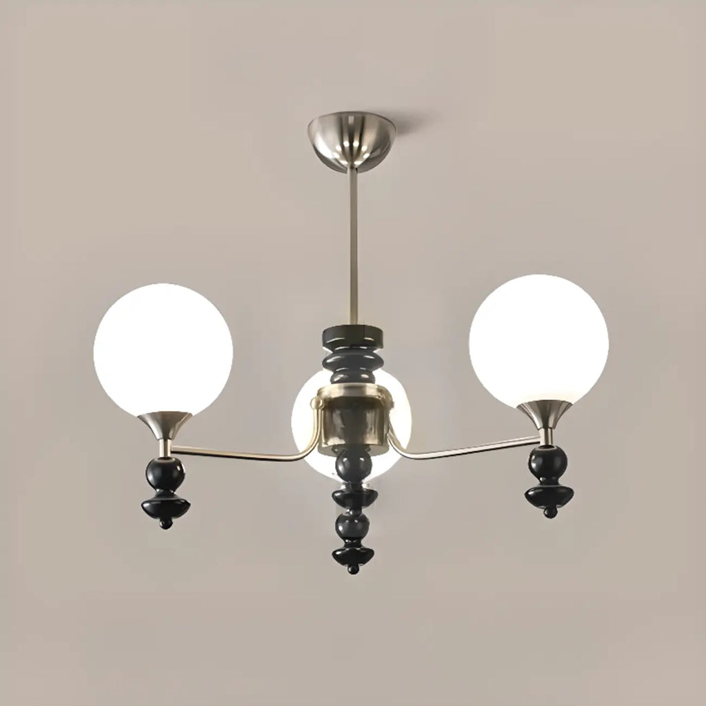 Lustre moderne et élégant en nickel noir et verre avec globe