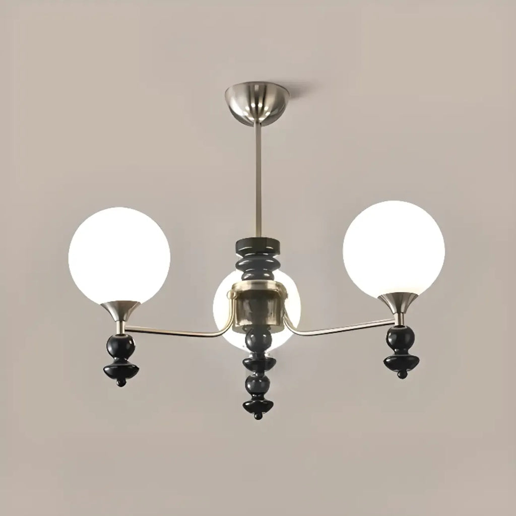 Lustre moderne et élégant en nickel noir et verre avec globe