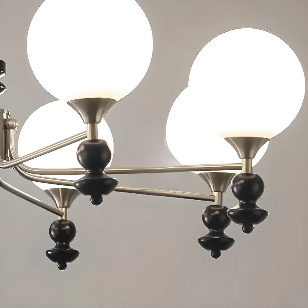 Lustre moderne et élégant en nickel noir et verre avec globe