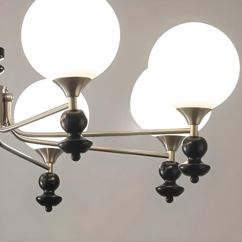 Lustre moderne et élégant en nickel noir et verre avec globe