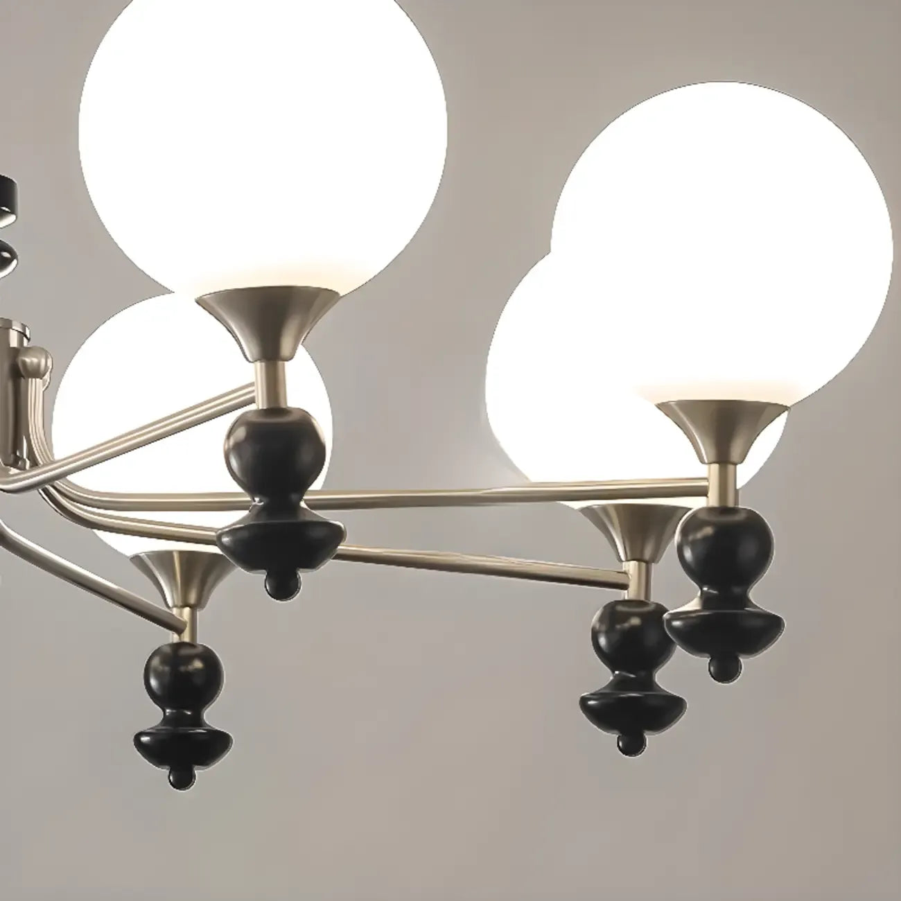 Lustre moderne et élégant en nickel noir et verre avec globe