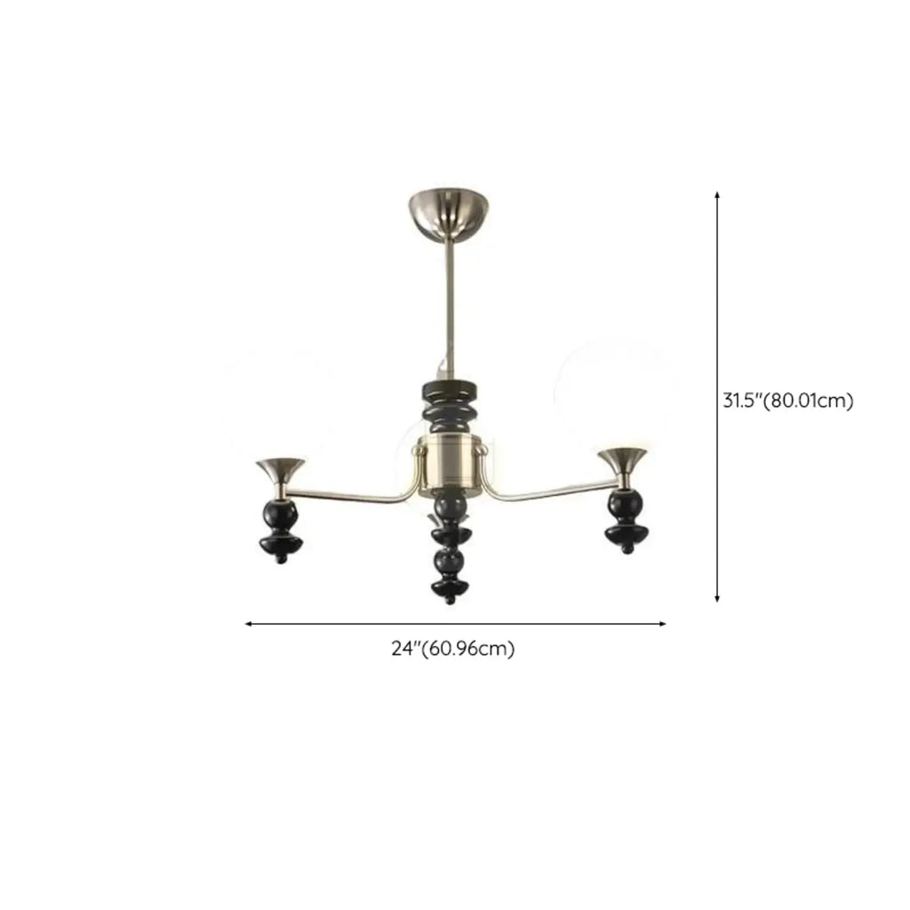 Lustre moderne et élégant en nickel noir et verre avec globe