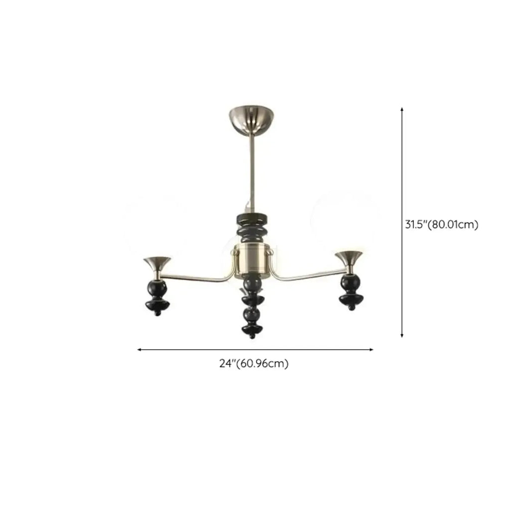 Lustre moderne et élégant en nickel noir et verre avec globe