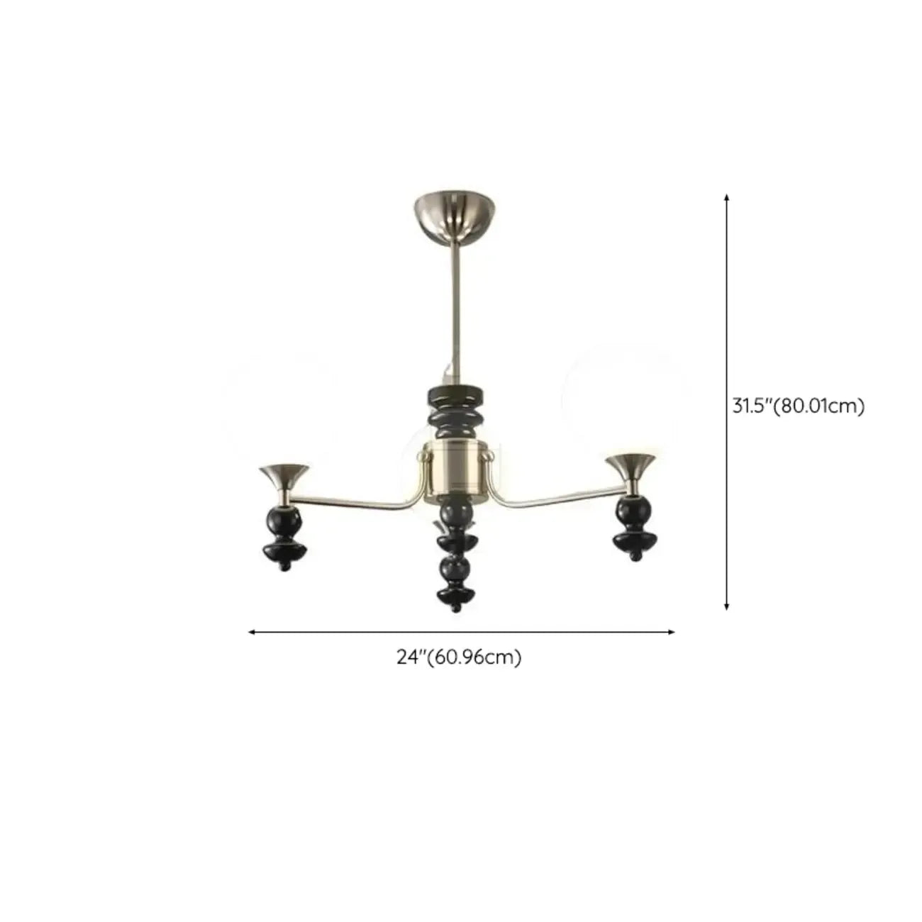 Lustre moderne et élégant en nickel noir et verre avec globe