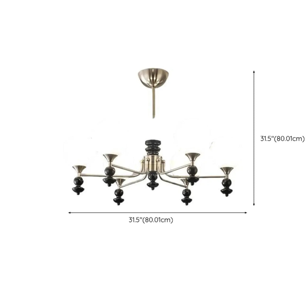 Lustre moderne et élégant en nickel noir et verre avec globe