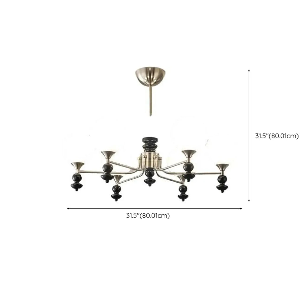 Lustre moderne et élégant en nickel noir et verre avec globe