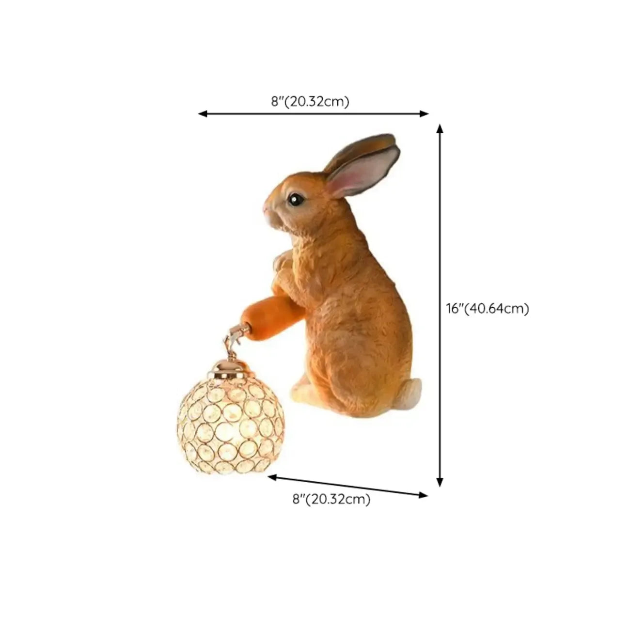 Applique murale pour enfants en résine en forme de lapin avec abat-jour en cristal