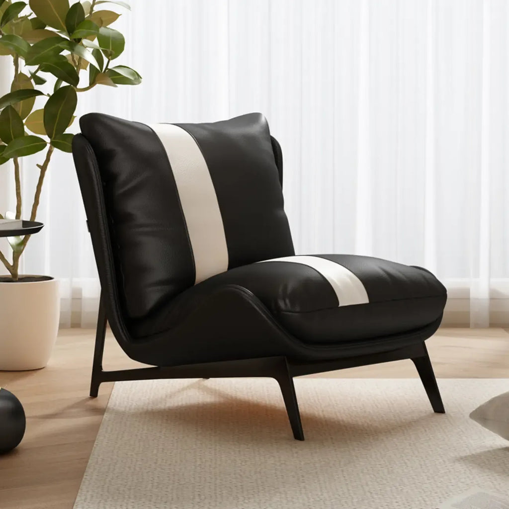 Fauteuil d'appoint moderne en cuir rayé résistant aux chats