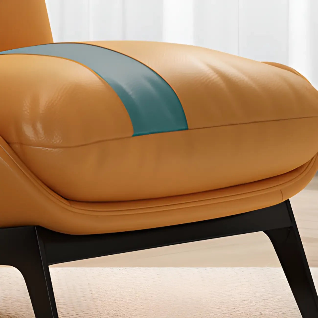 Fauteuil d'appoint moderne en cuir rayé résistant aux chats