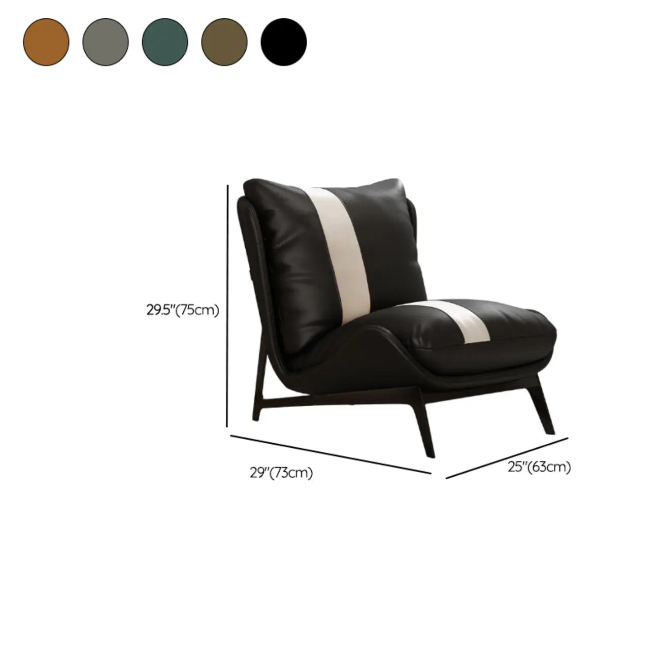 Fauteuil d'appoint moderne en cuir rayé résistant aux chats