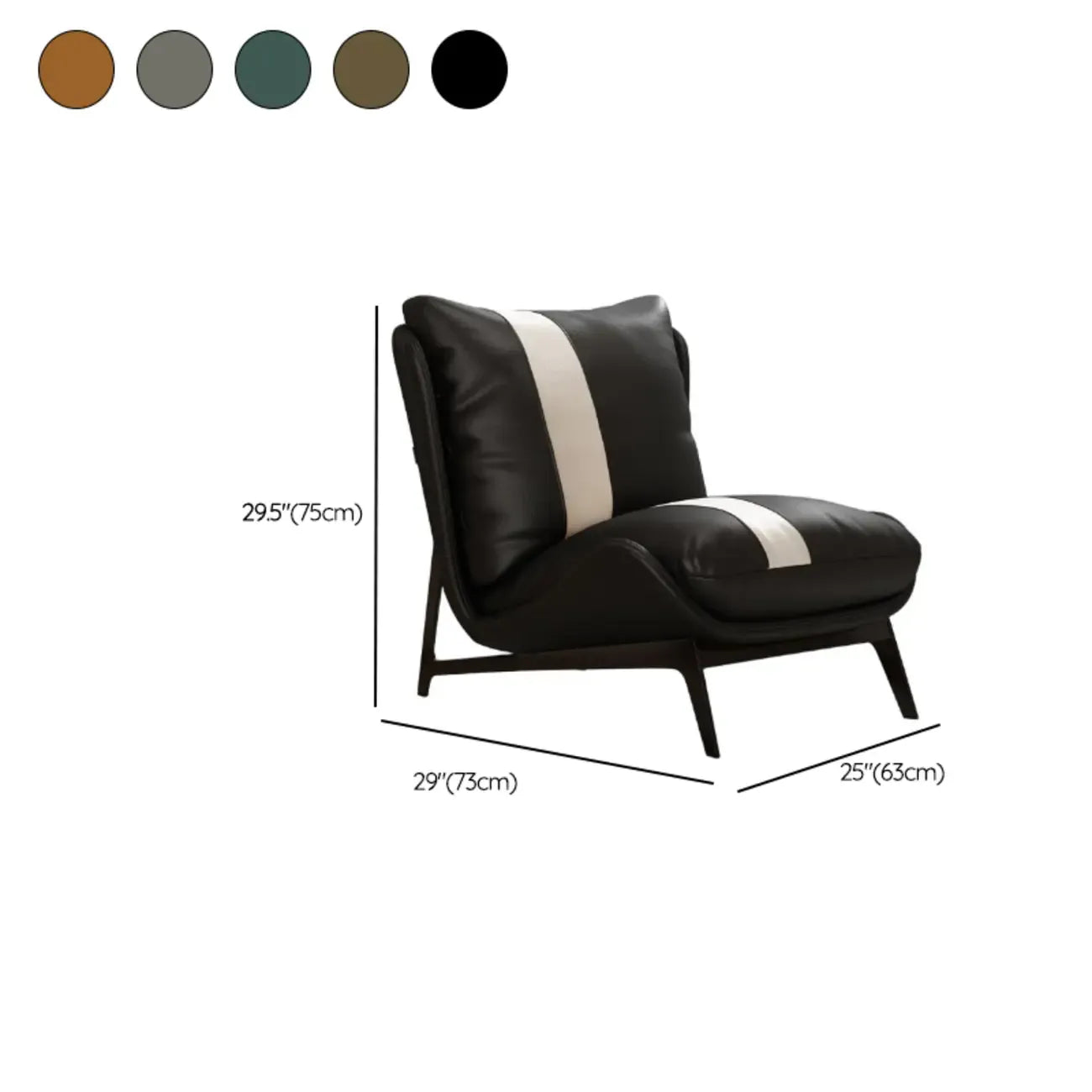 Fauteuil d'appoint moderne en cuir rayé résistant aux chats