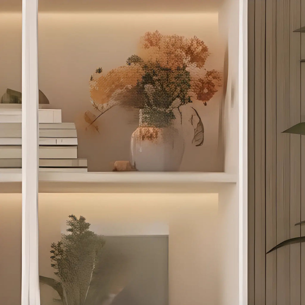 Vitrine à vin moderne en bois blanc avec portes vitrées