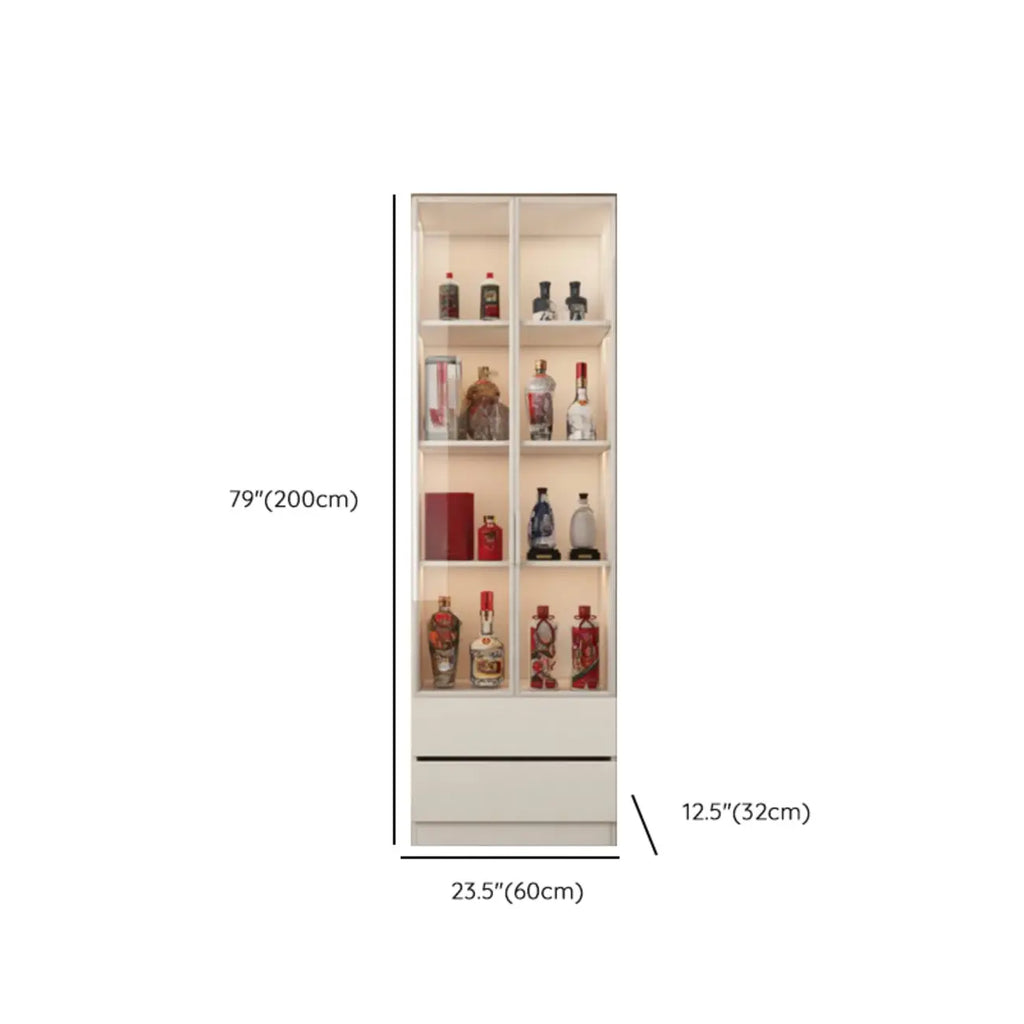 Vitrine à vin moderne en bois blanc avec portes vitrées