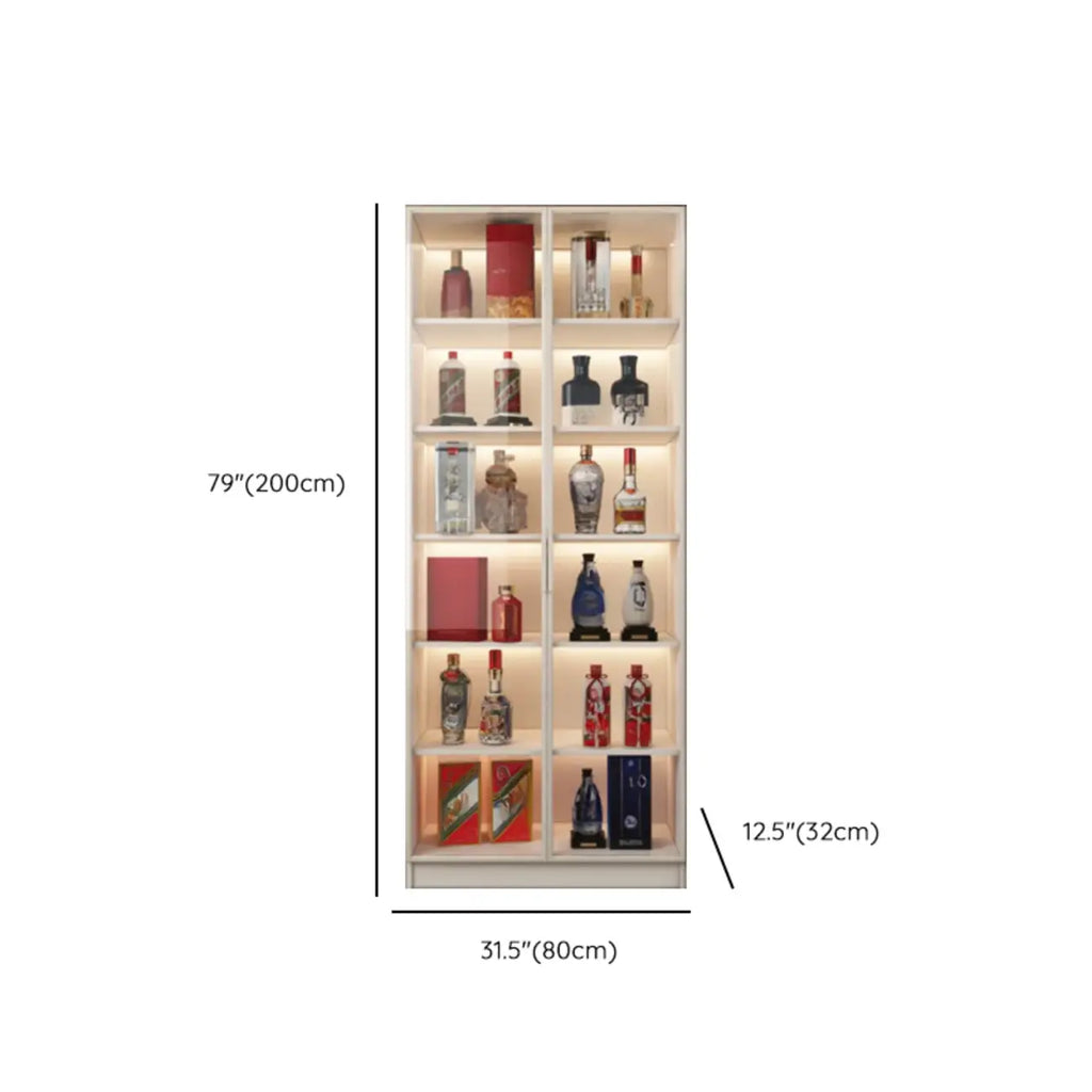 Vitrine à vin moderne en bois blanc avec portes vitrées