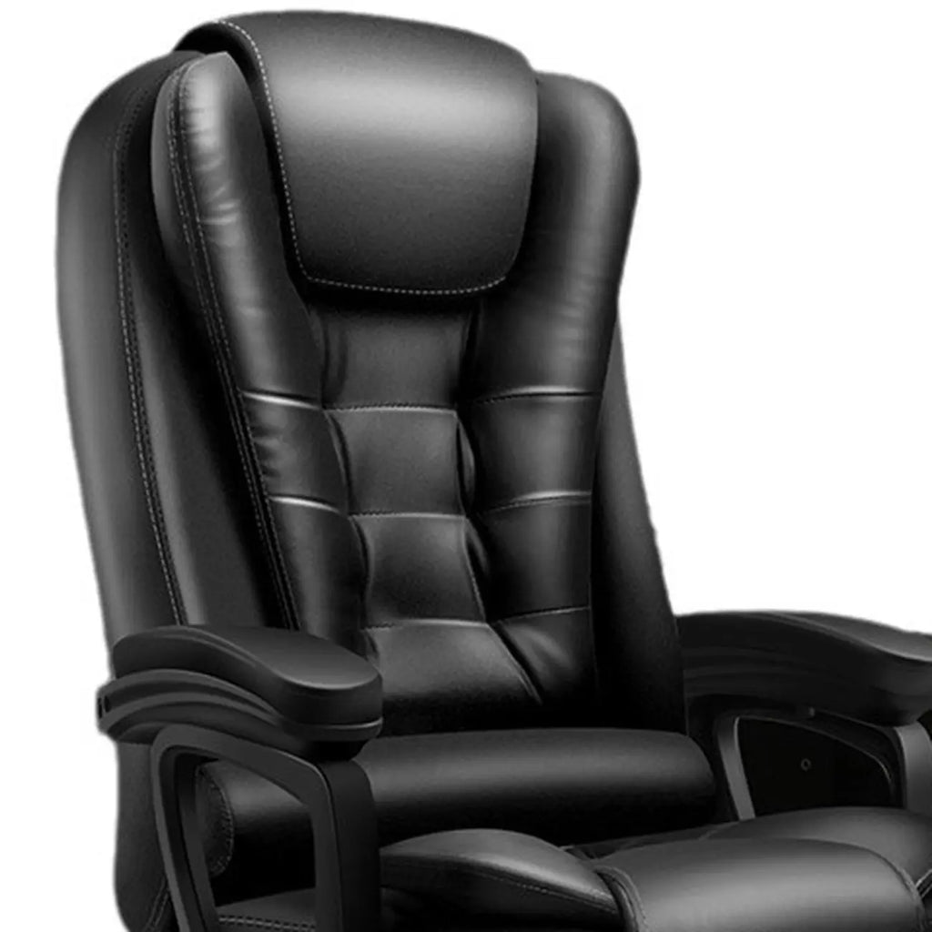 Fauteuil de bureau pivotant ergonomique en cuir noir avec repose-pieds