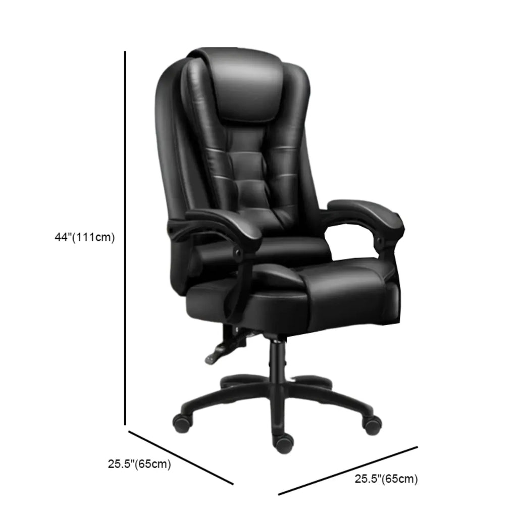 Fauteuil de bureau pivotant ergonomique en cuir noir avec repose-pieds