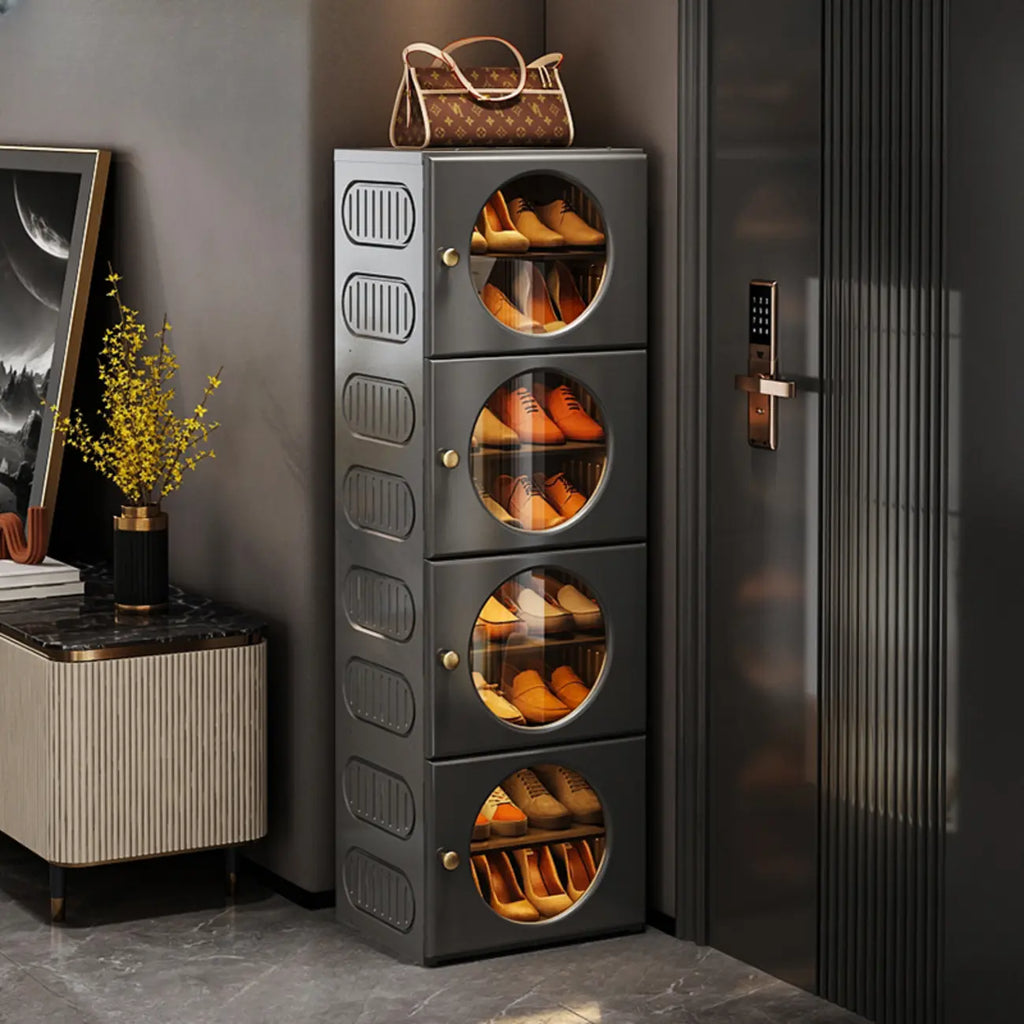 Meuble à chaussures pliable moderne en plastique blanc, peu encombrant