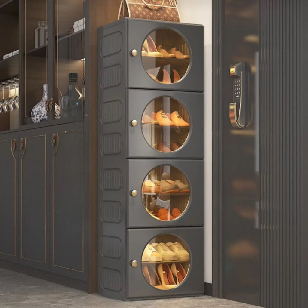 Meuble à chaussures pliable moderne en plastique blanc, peu encombrant