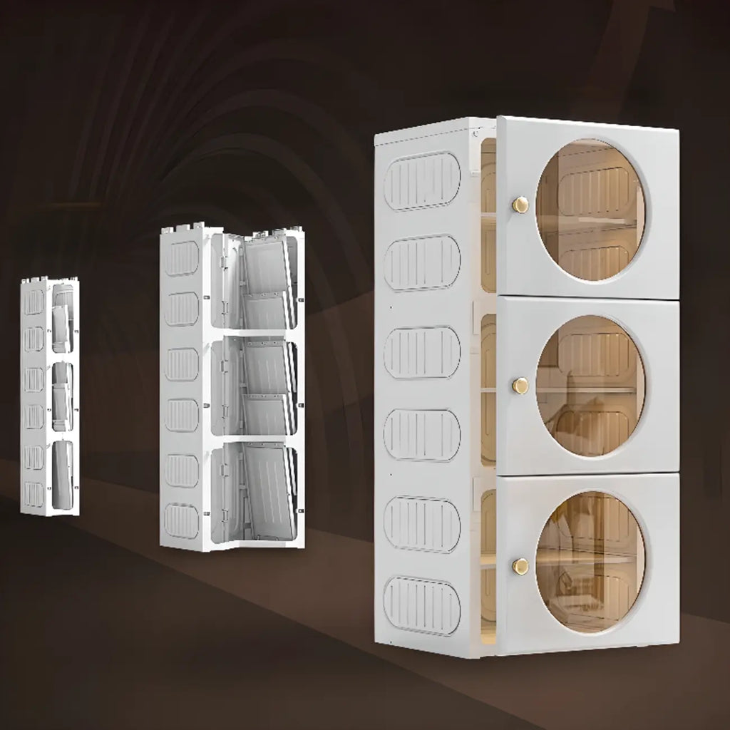 Meuble à chaussures pliable moderne en plastique blanc, peu encombrant