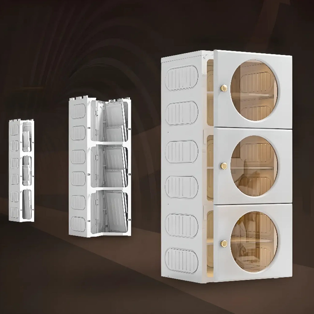 Meuble à chaussures pliable moderne en plastique blanc, peu encombrant