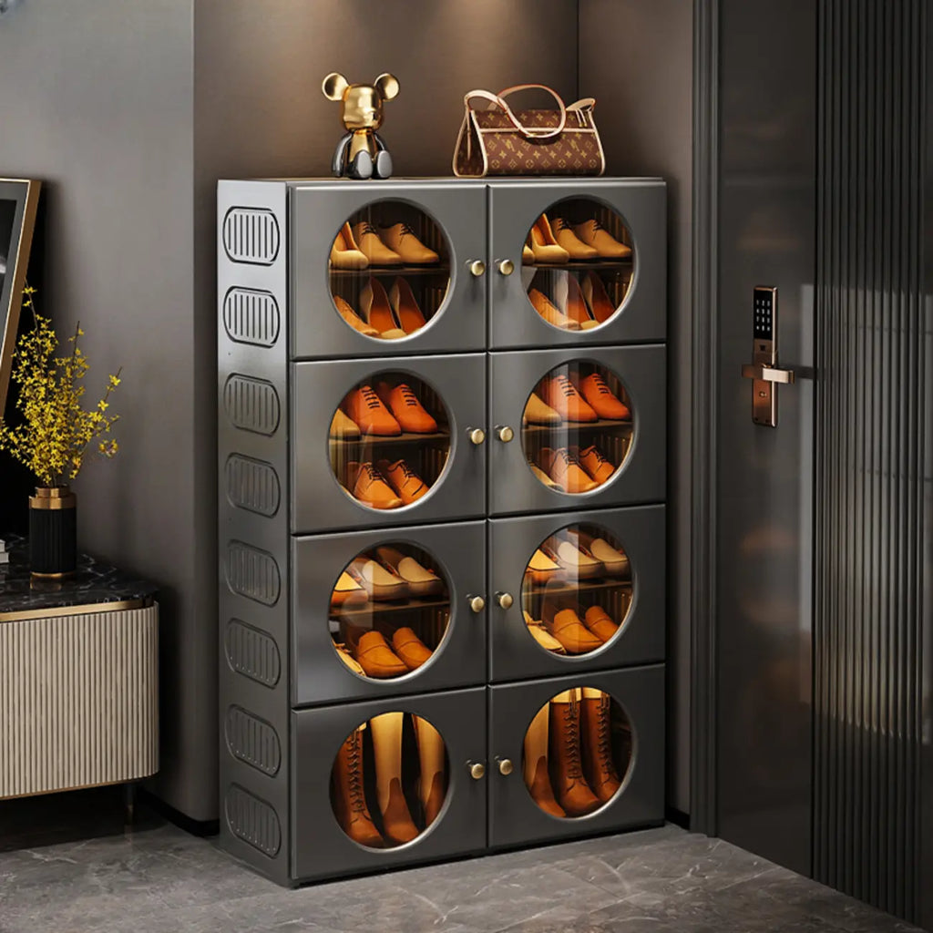 Meuble à chaussures pliable moderne en plastique blanc, peu encombrant