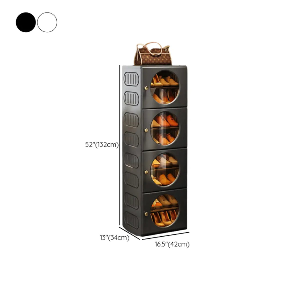 Meuble à chaussures pliable moderne en plastique blanc, peu encombrant