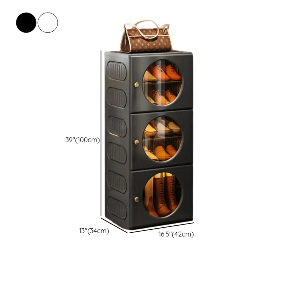 Meuble à chaussures pliable moderne en plastique blanc, peu encombrant