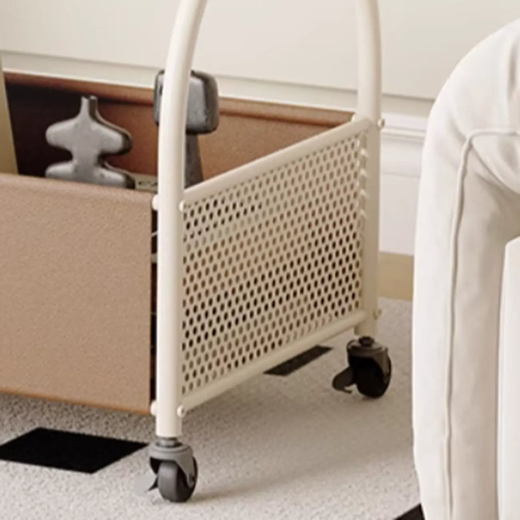 Table d'appoint de rangement avec plateau en verre brun et roulettes