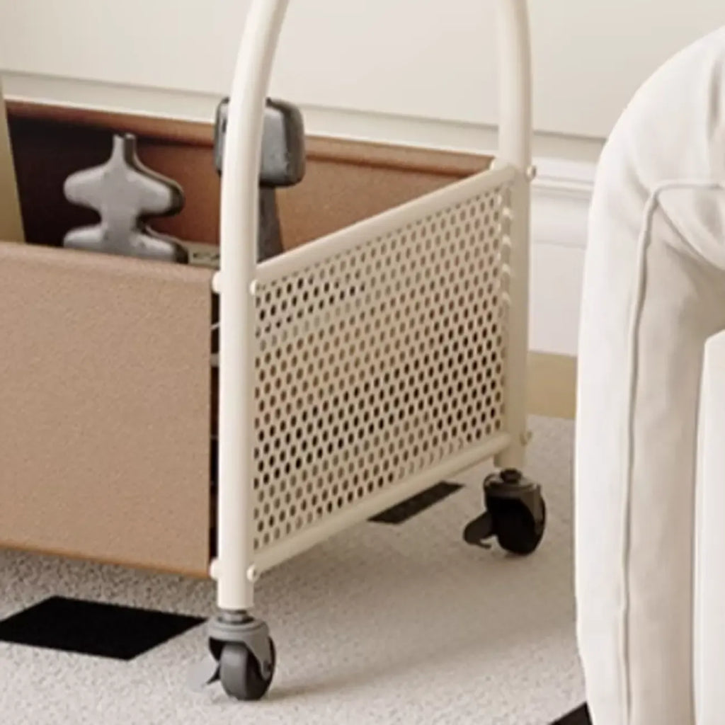 Table d'appoint de rangement avec plateau en verre brun et roulettes