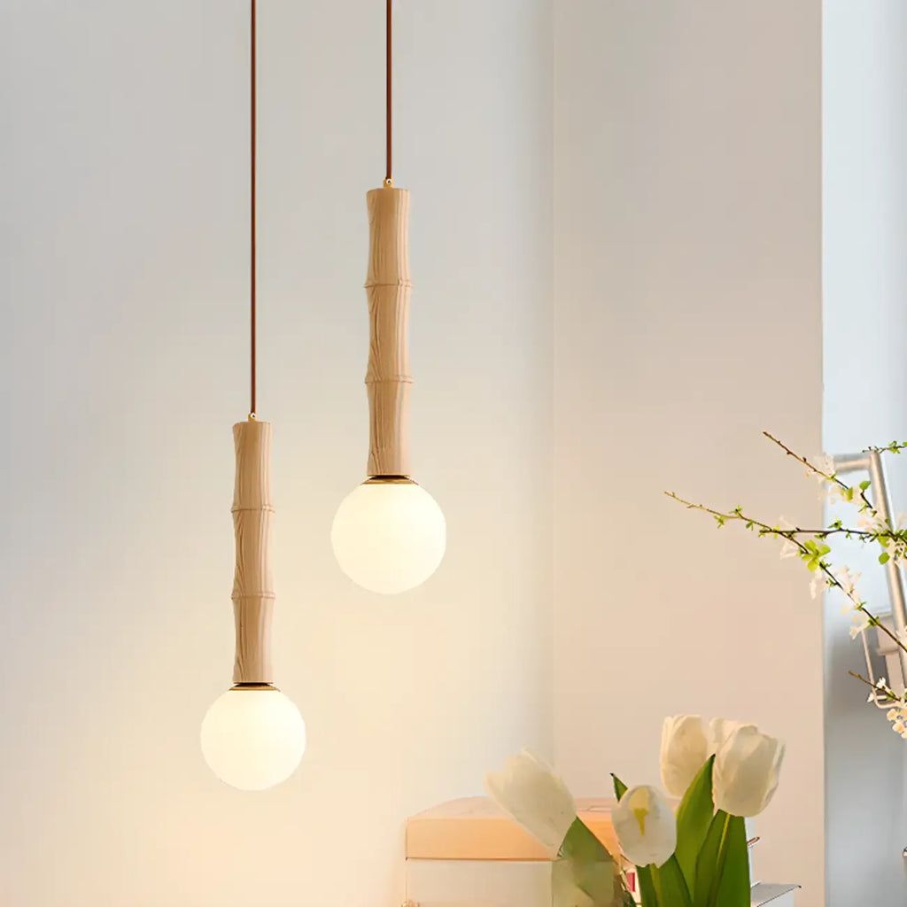 Suspension moderne en bois pour îlot de cuisine