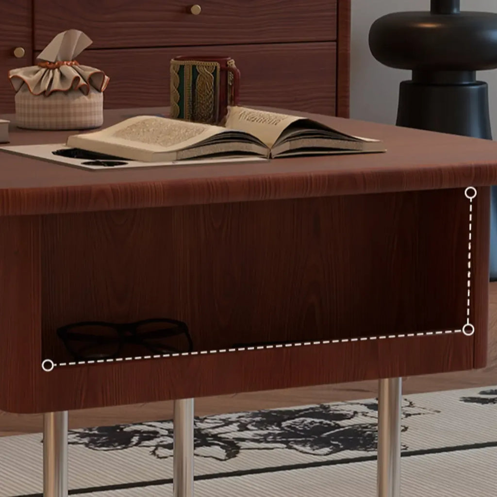 Table basse carrée en bois et métal avec plateau relevable et roulettes