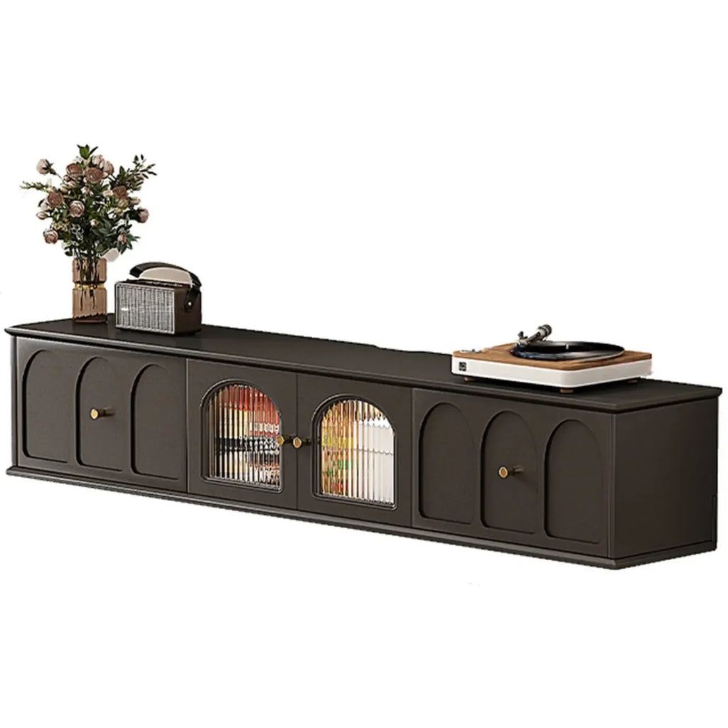 Meuble TV de style moderne du milieu du siècle en bois d'encre avec rangement