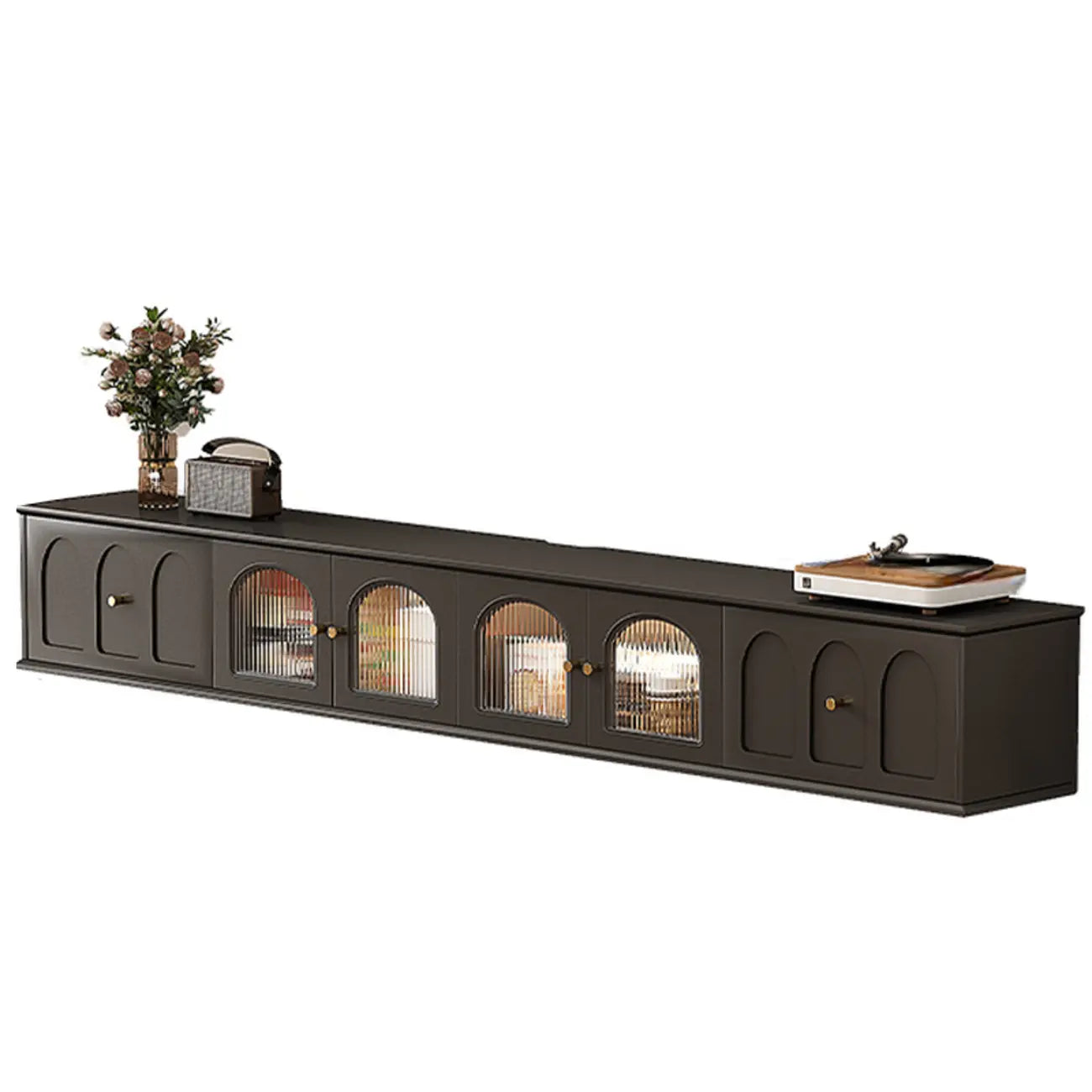 Meuble TV de style moderne du milieu du siècle en bois d'encre avec rangement