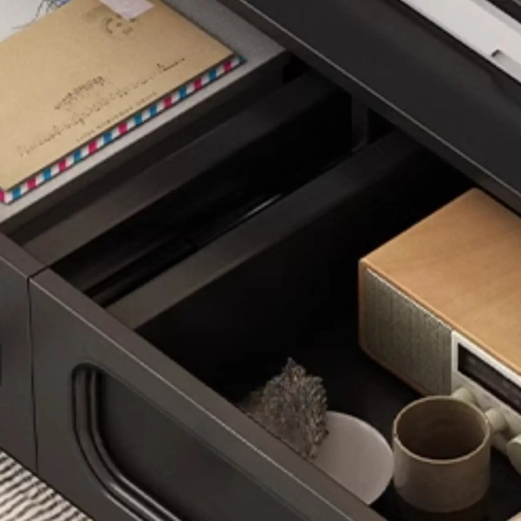 Meuble TV de style moderne du milieu du siècle en bois d'encre avec rangement