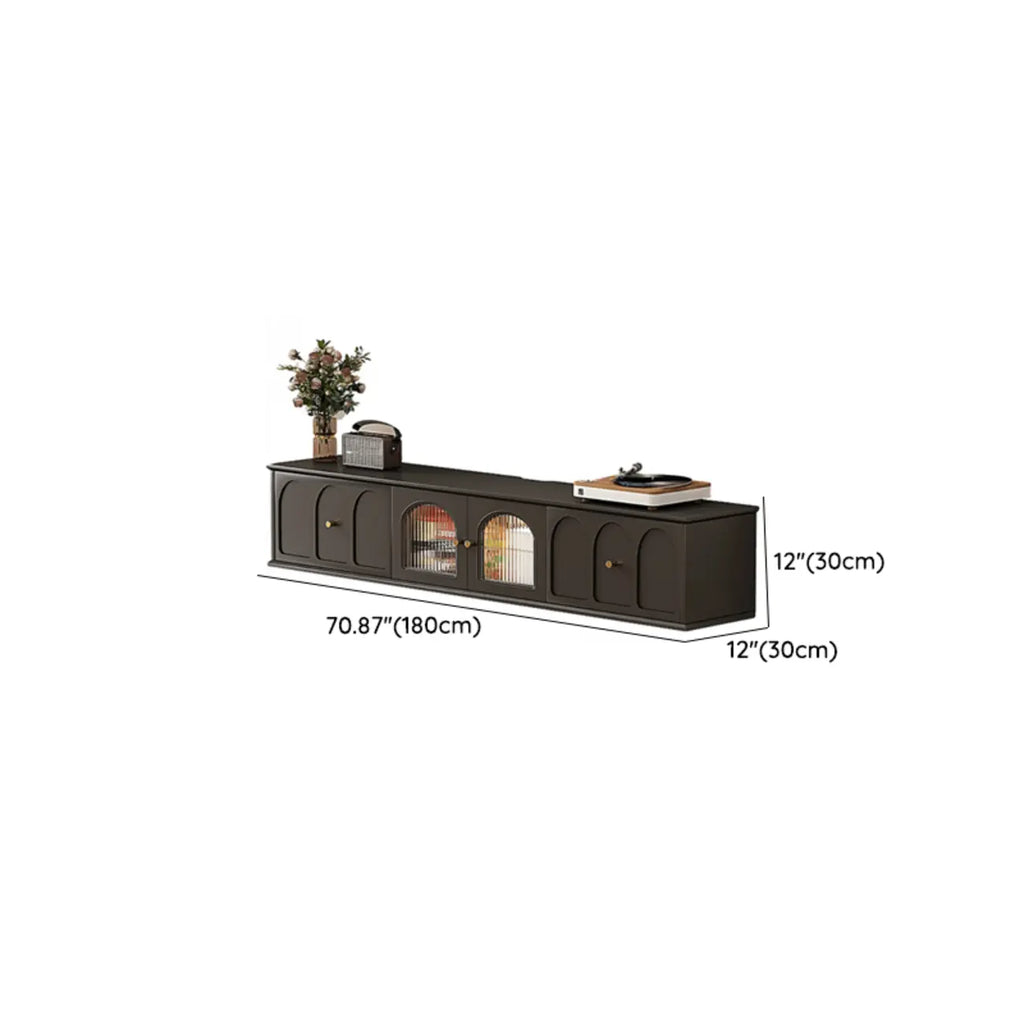 Meuble TV de style moderne du milieu du siècle en bois d'encre avec rangement