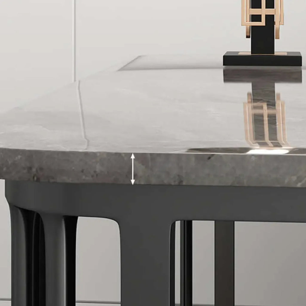 Table basse rectangulaire de luxe dorée à deux niveaux avec plateau en pierre