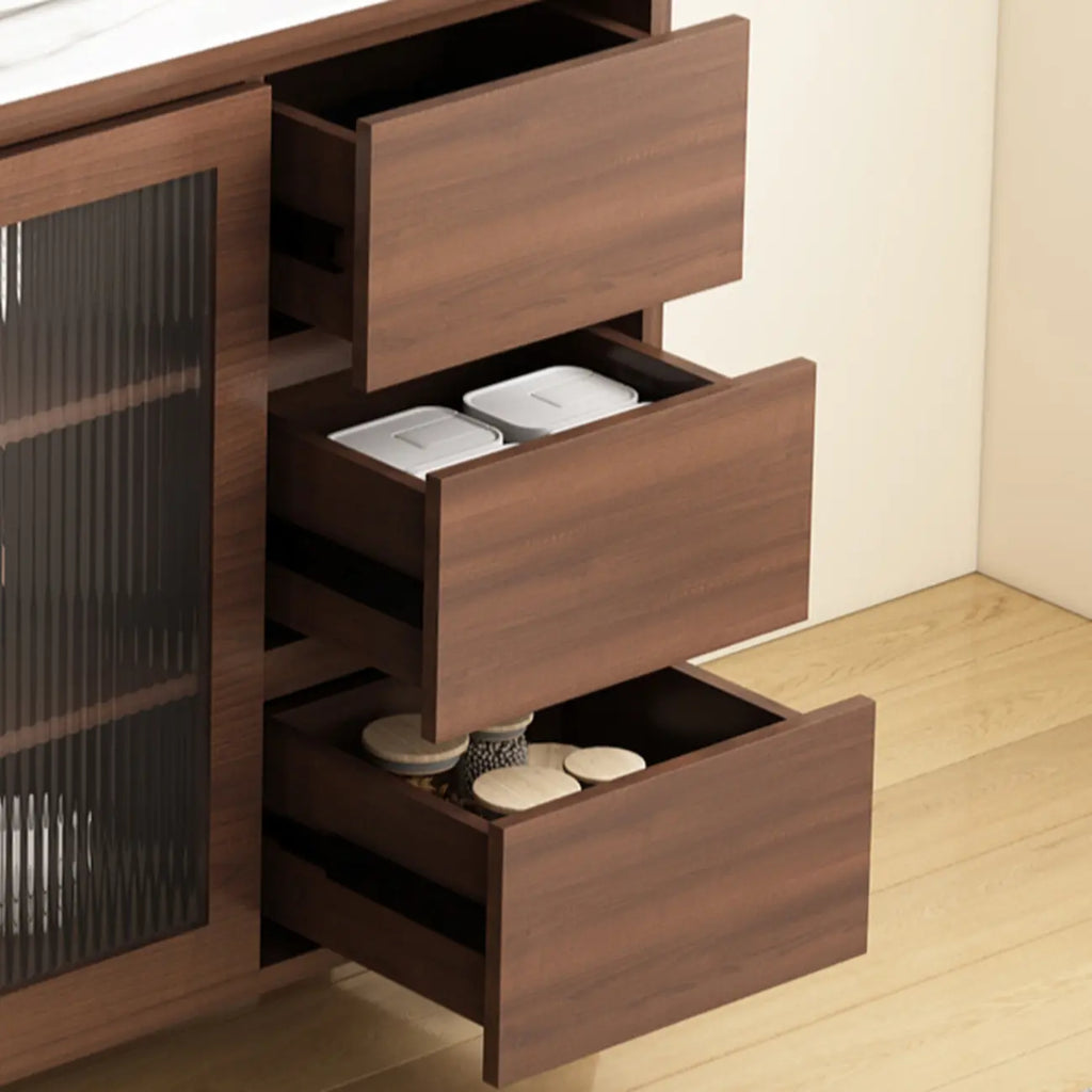 Buffet de cuisine en bois brun avec tiroir