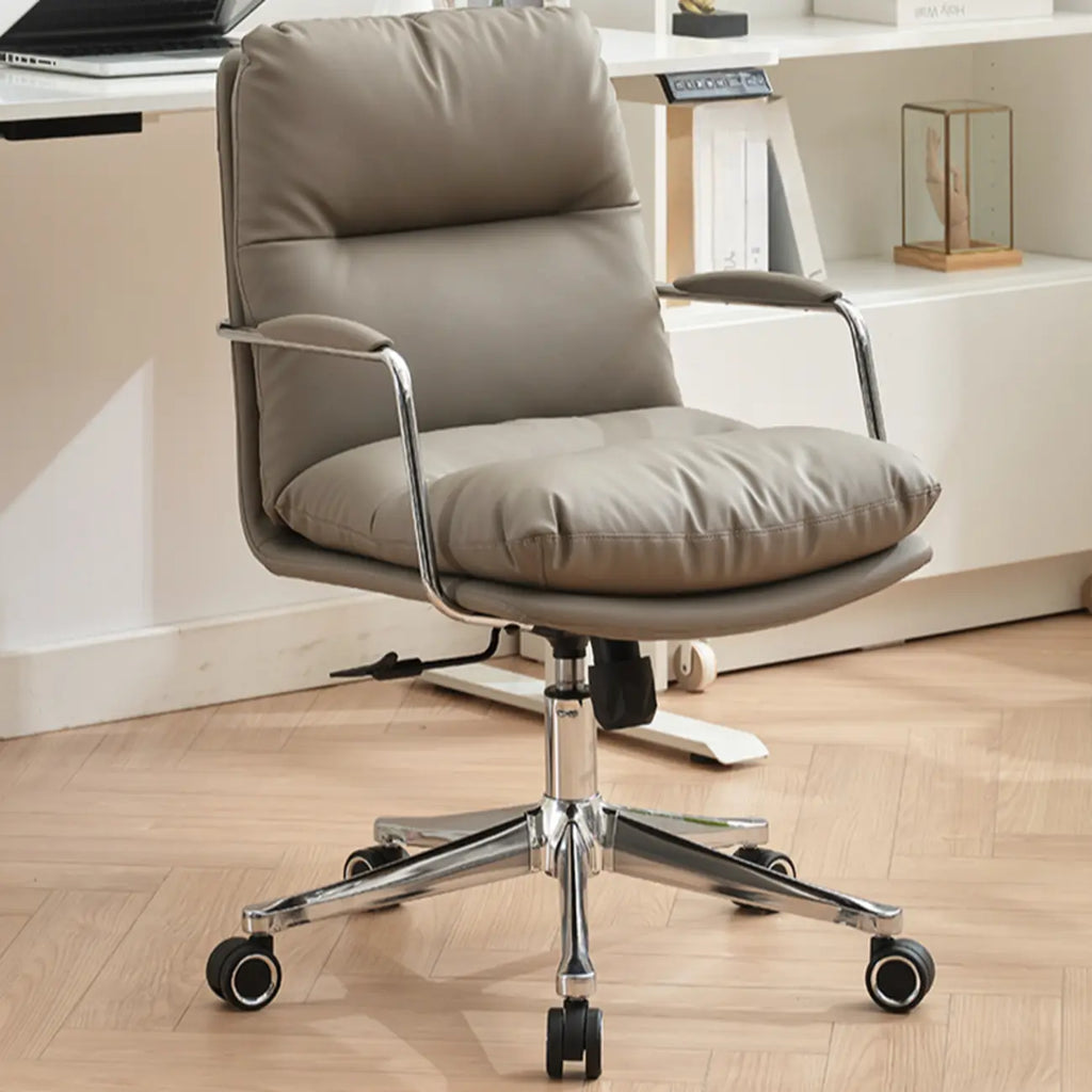 Fauteuil de bureau pivotant ergonomique moderne en cuir à dossier mi-haut