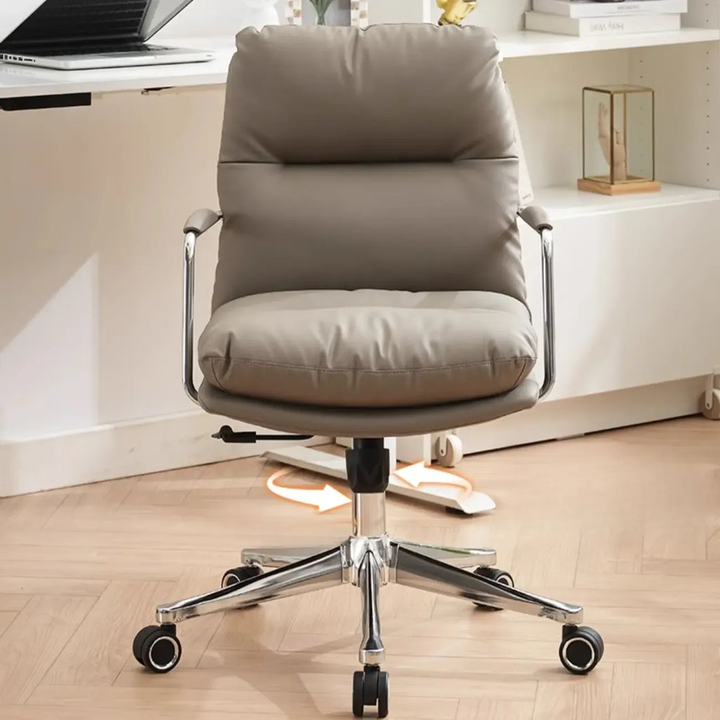 Fauteuil de bureau pivotant ergonomique moderne en cuir à dossier mi-haut