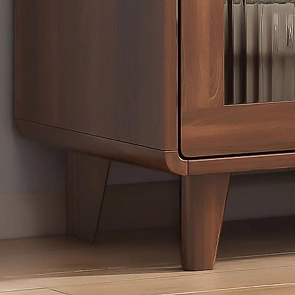 Buffet moderne en bois avec plateau en pierre et rangements