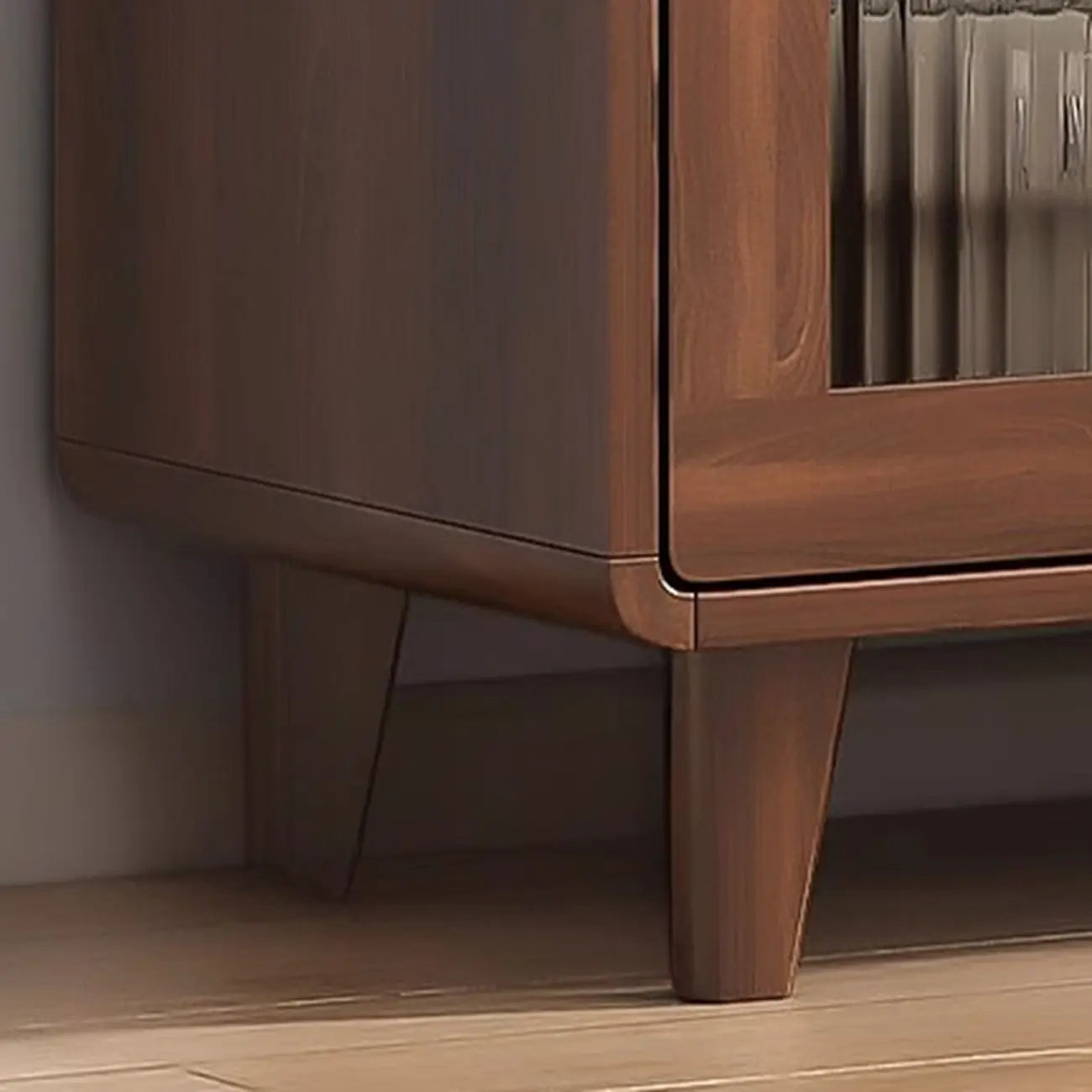 Buffet moderne en bois avec plateau en pierre et rangements