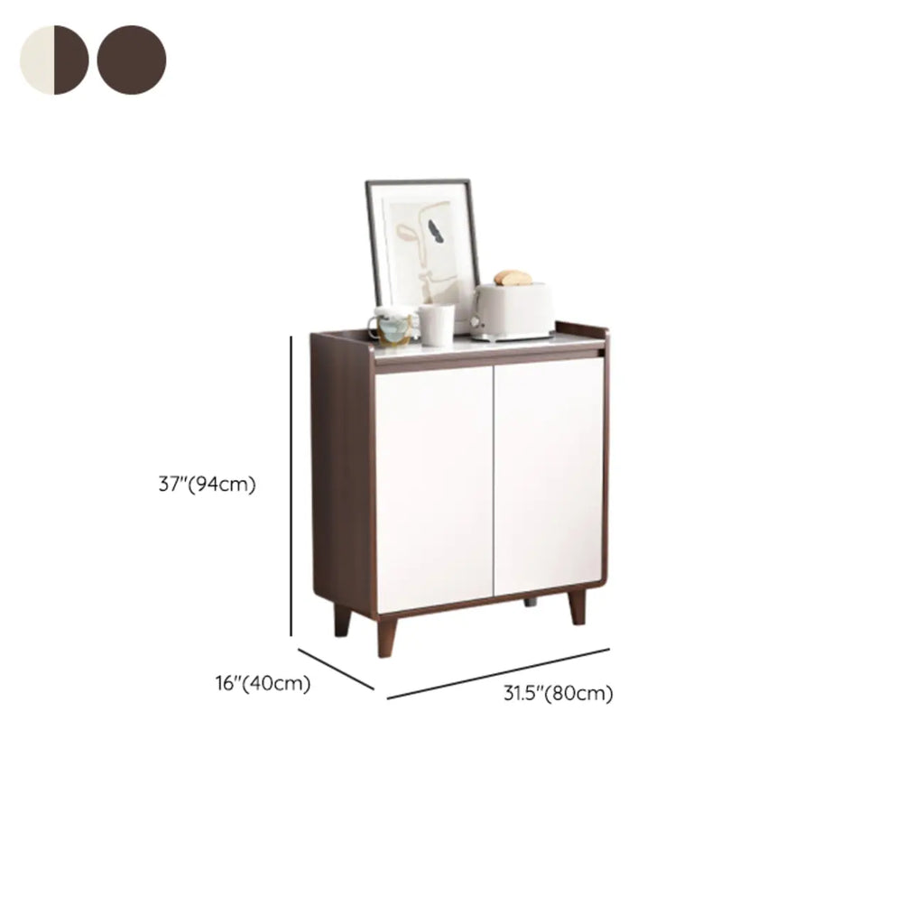 Buffet moderne en bois avec plateau en pierre et rangements