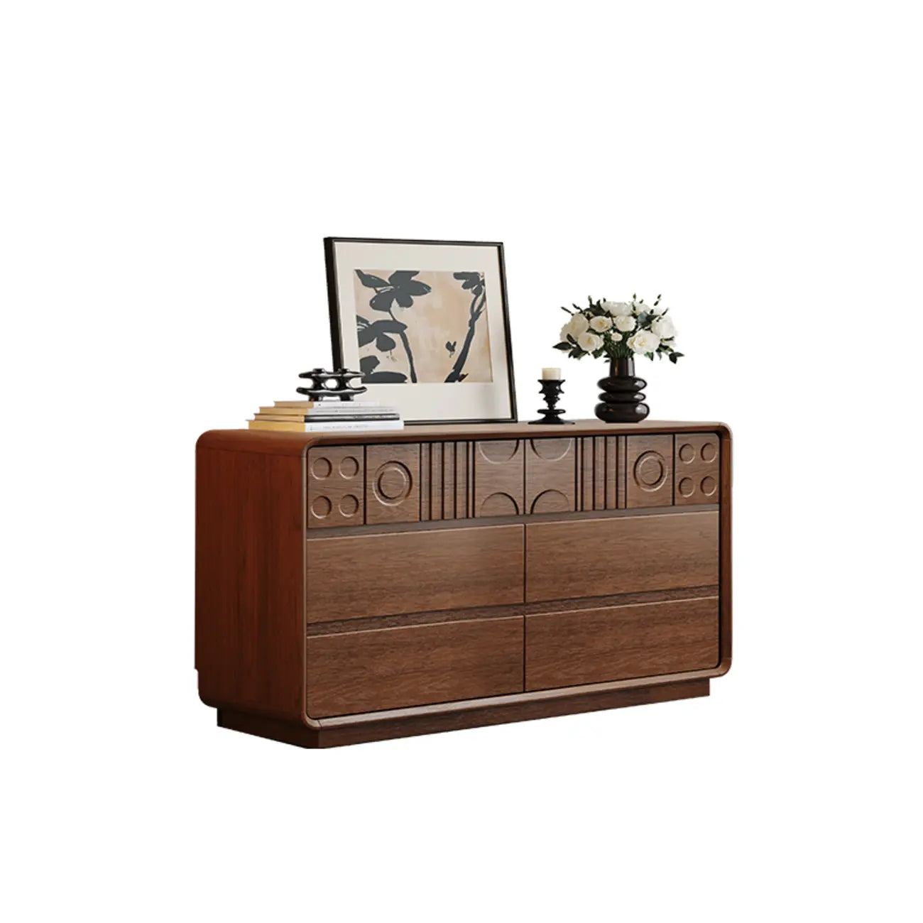 Buffet moderne en bois de noyer avec tiroirs de rangement