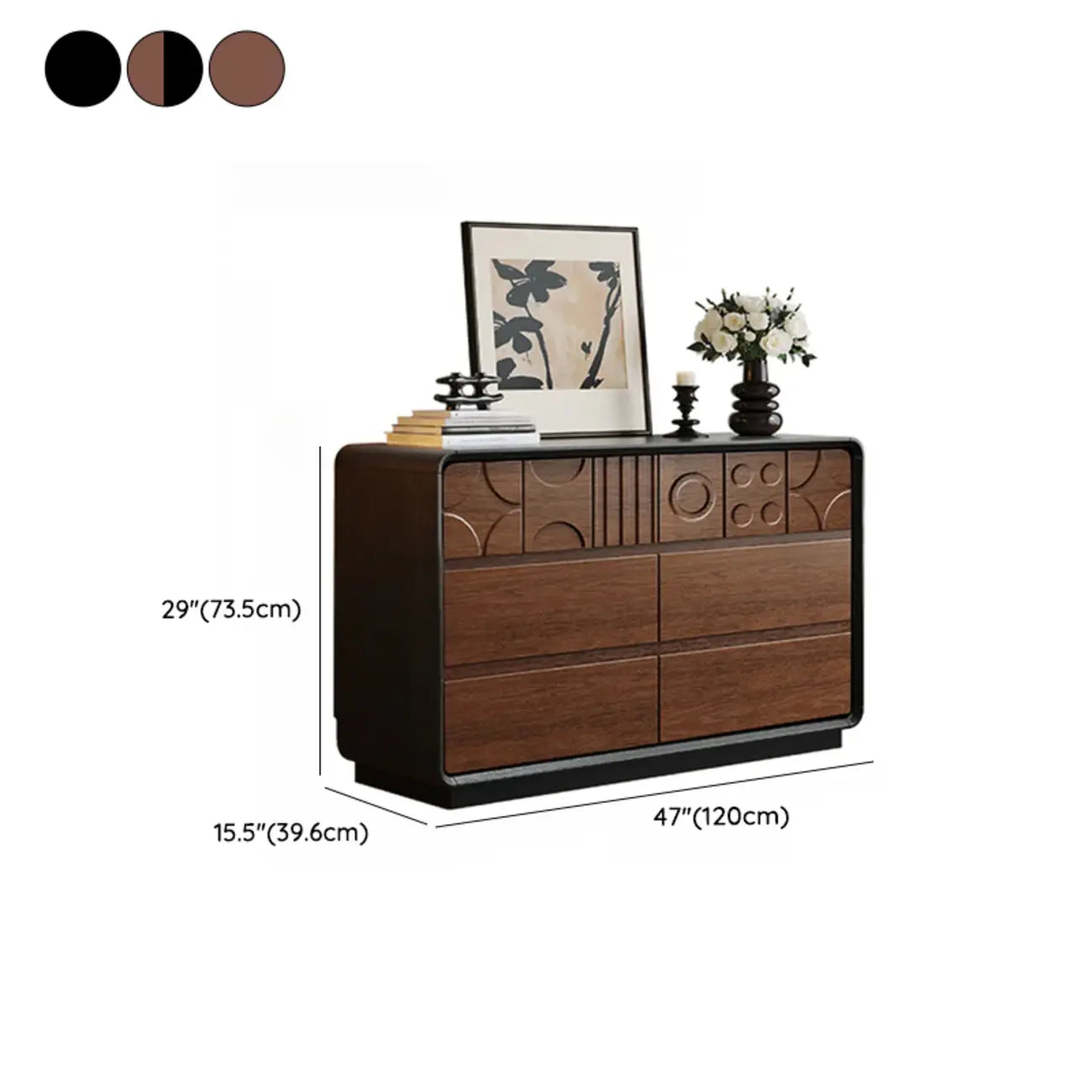 Buffet moderne en bois de noyer avec tiroirs de rangement