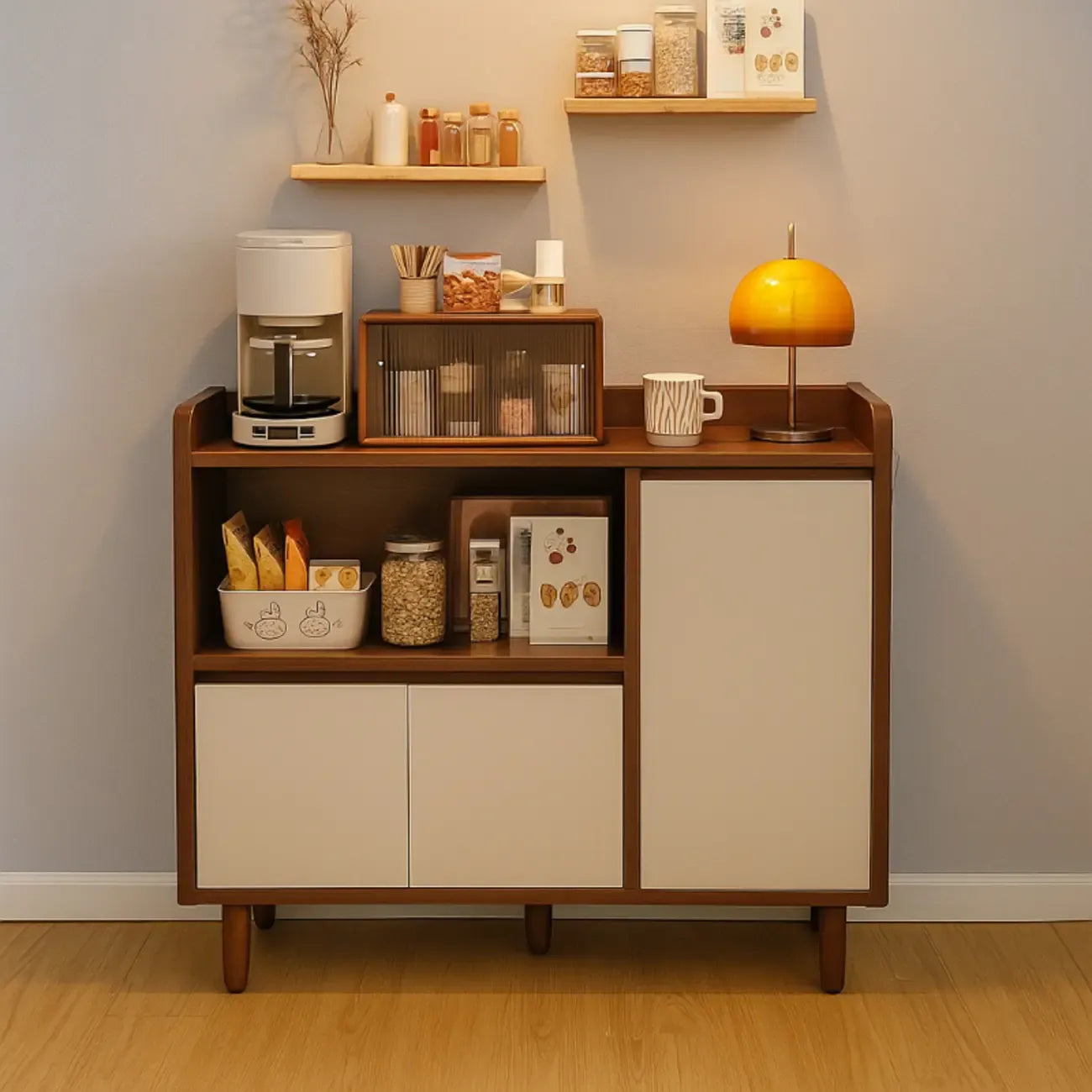 Buffet étroit et moderne en bois pour un rangement élégant