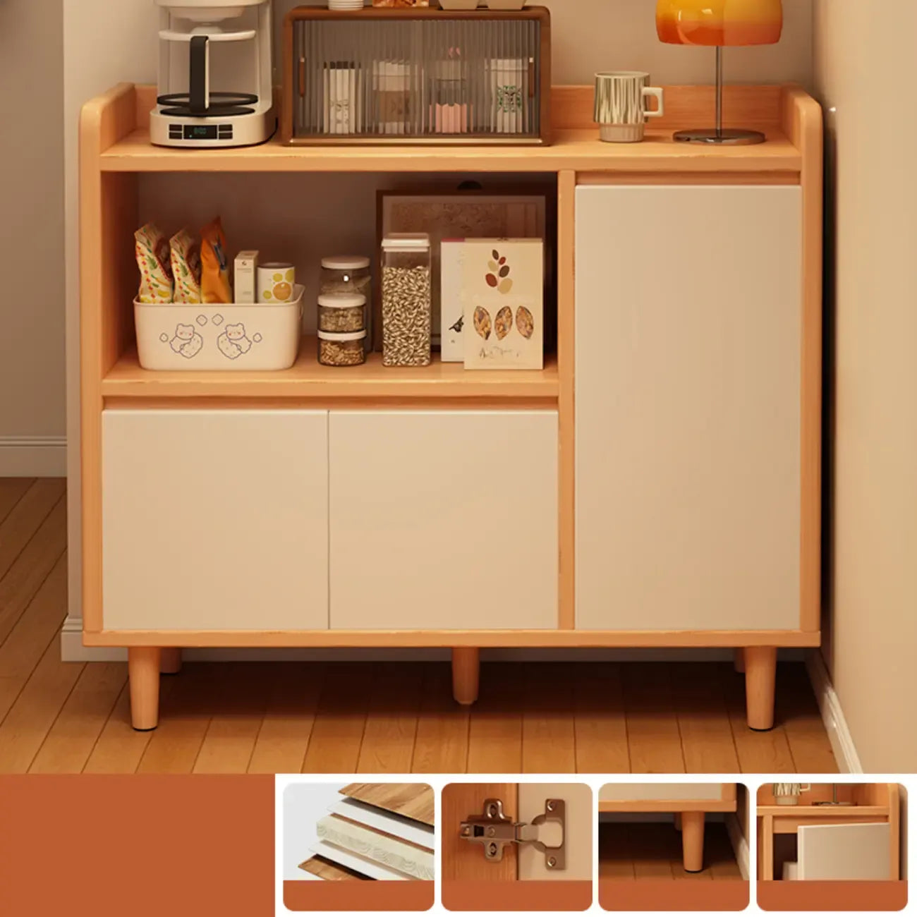 Buffet étroit et moderne en bois pour un rangement élégant