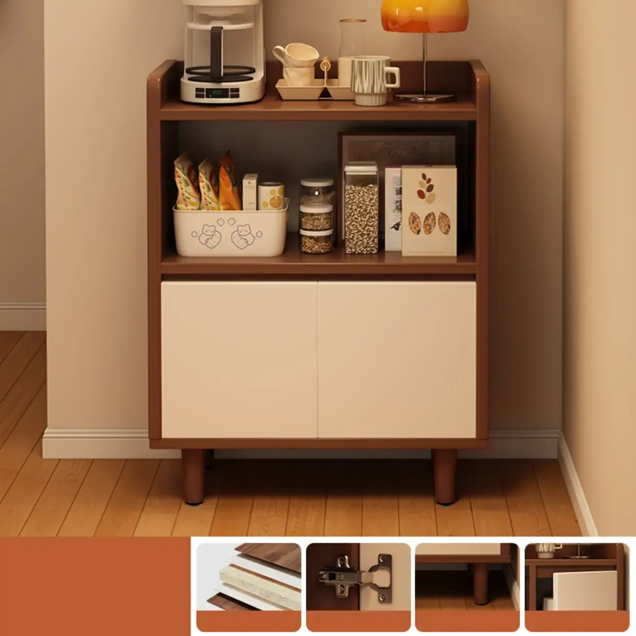 Buffet étroit et moderne en bois pour un rangement élégant