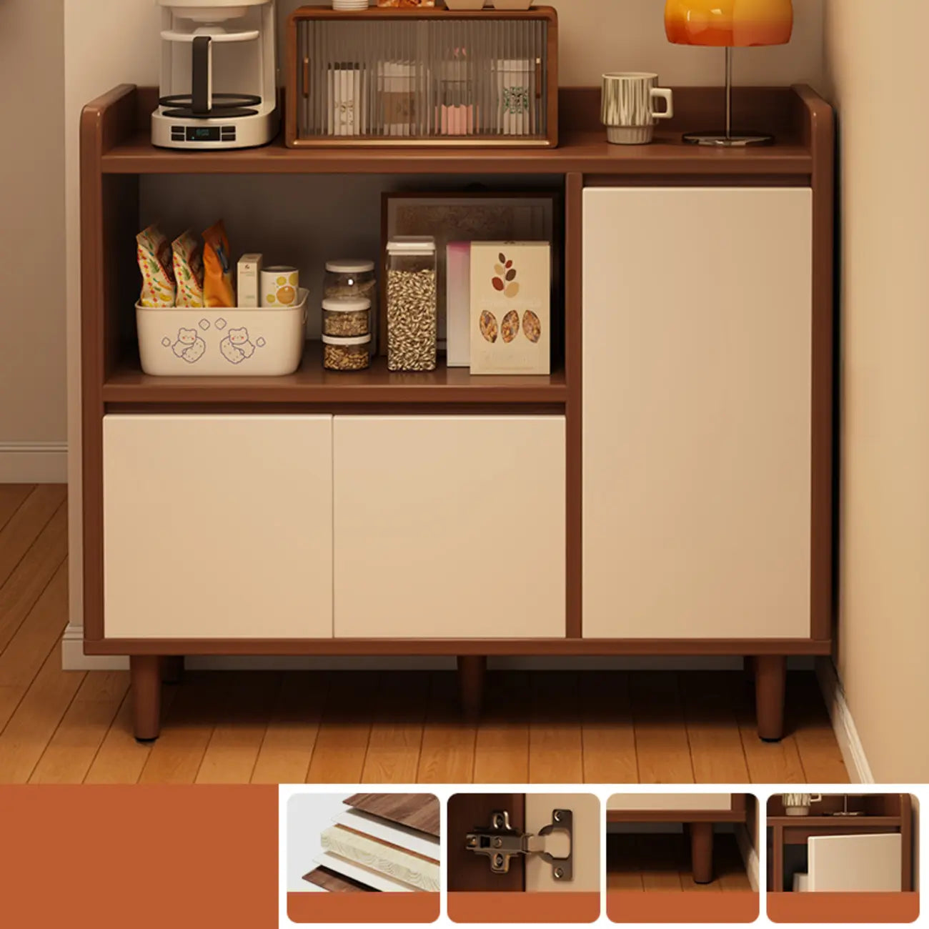 Buffet étroit et moderne en bois pour un rangement élégant