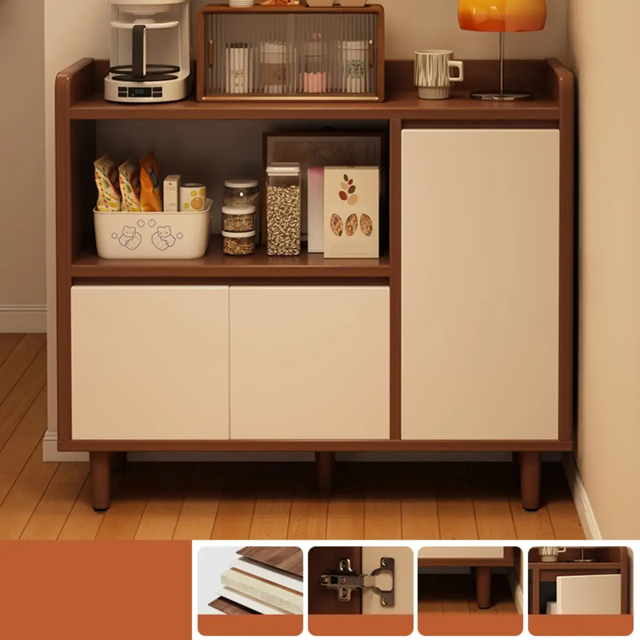 Buffet étroit et moderne en bois pour un rangement élégant