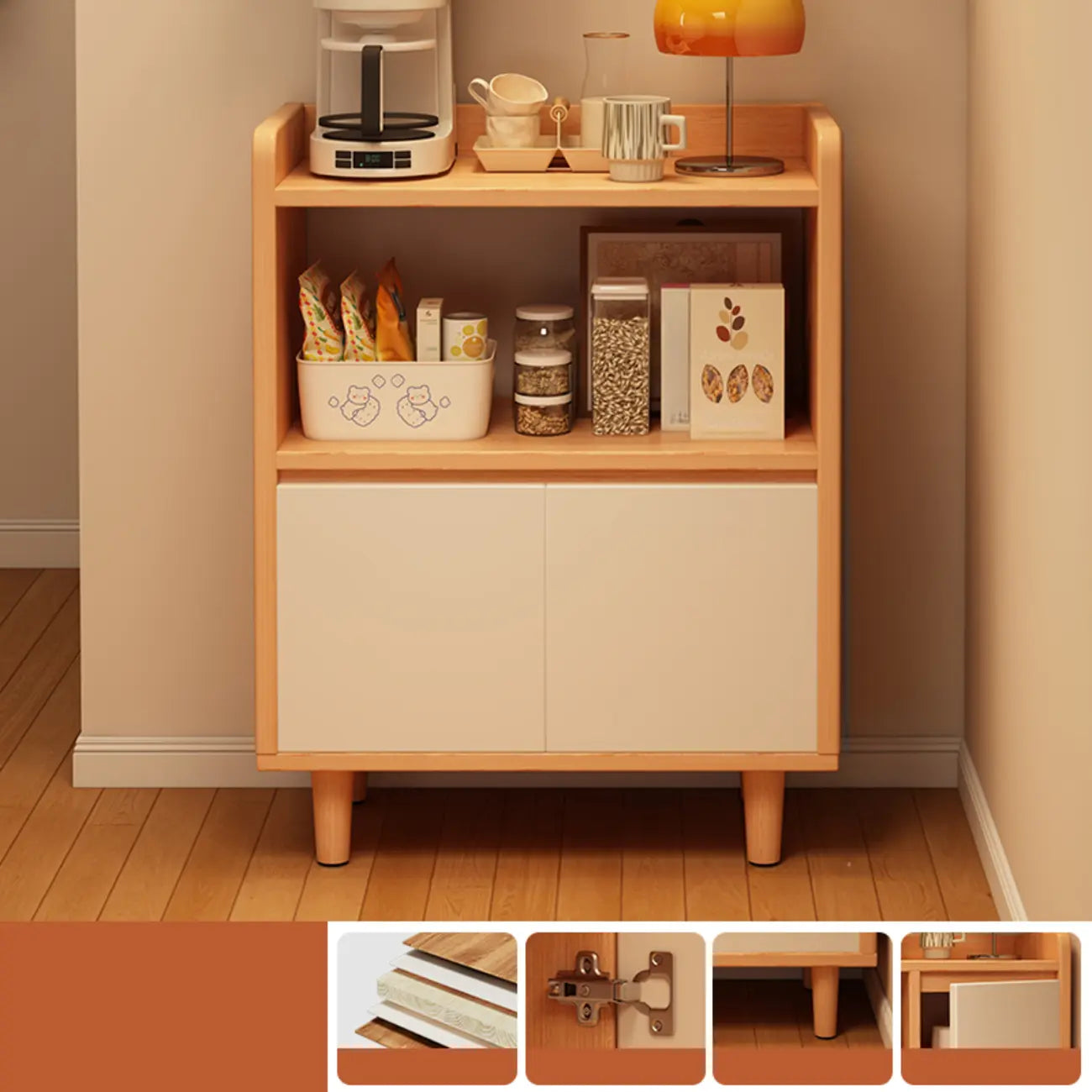 Buffet étroit et moderne en bois pour un rangement élégant